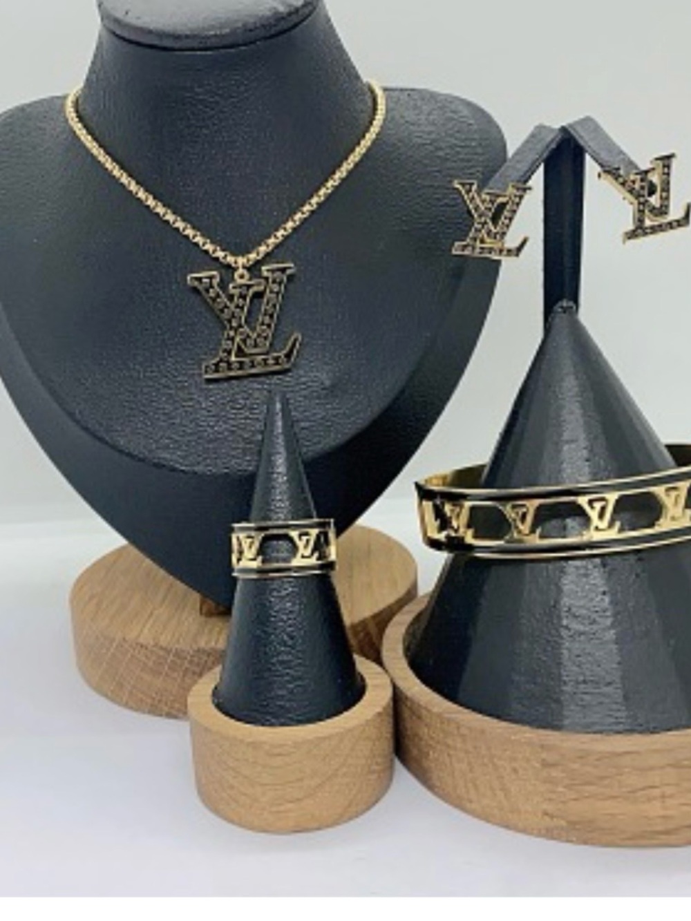 Gold Logo Necklace & Earring Set -